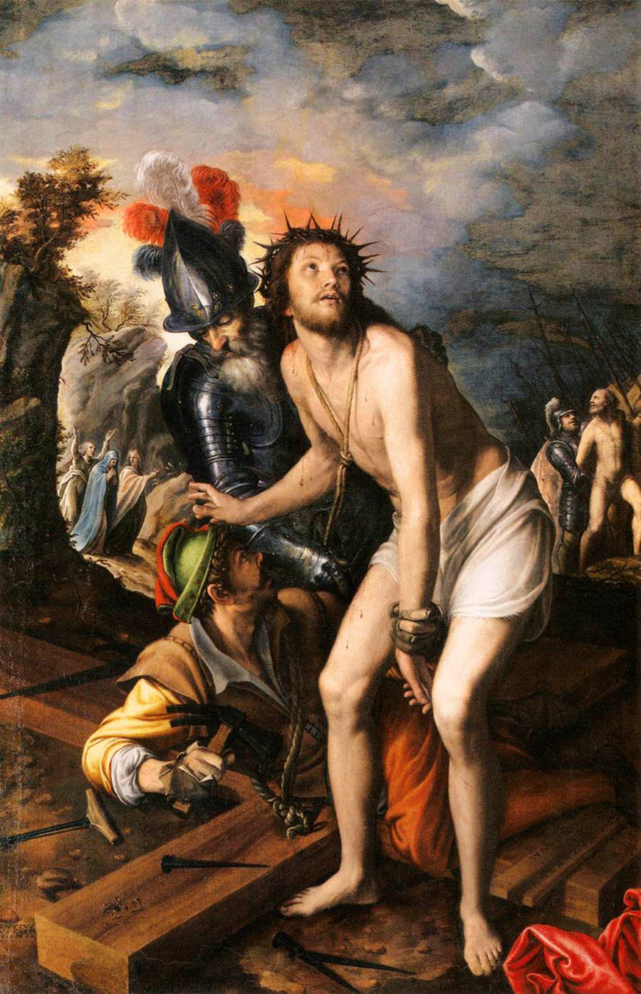 christ being nailed to the cross